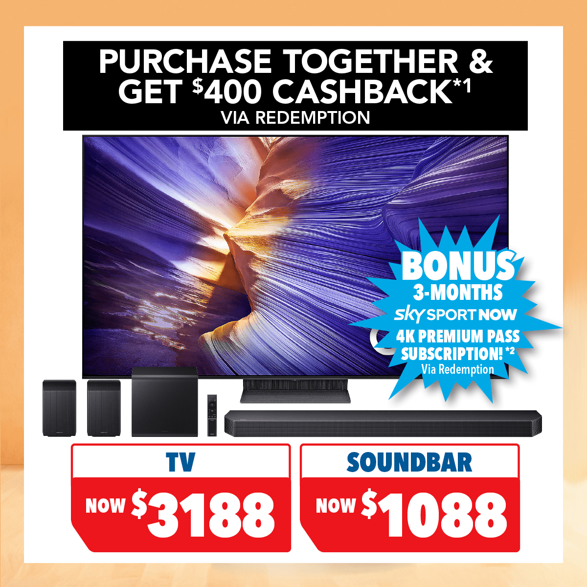 Samsung 65” Smart 4K OLED AI TV & 9.1.4 Channel Smart Wireless Soundbar with Subwoofer and Speakers