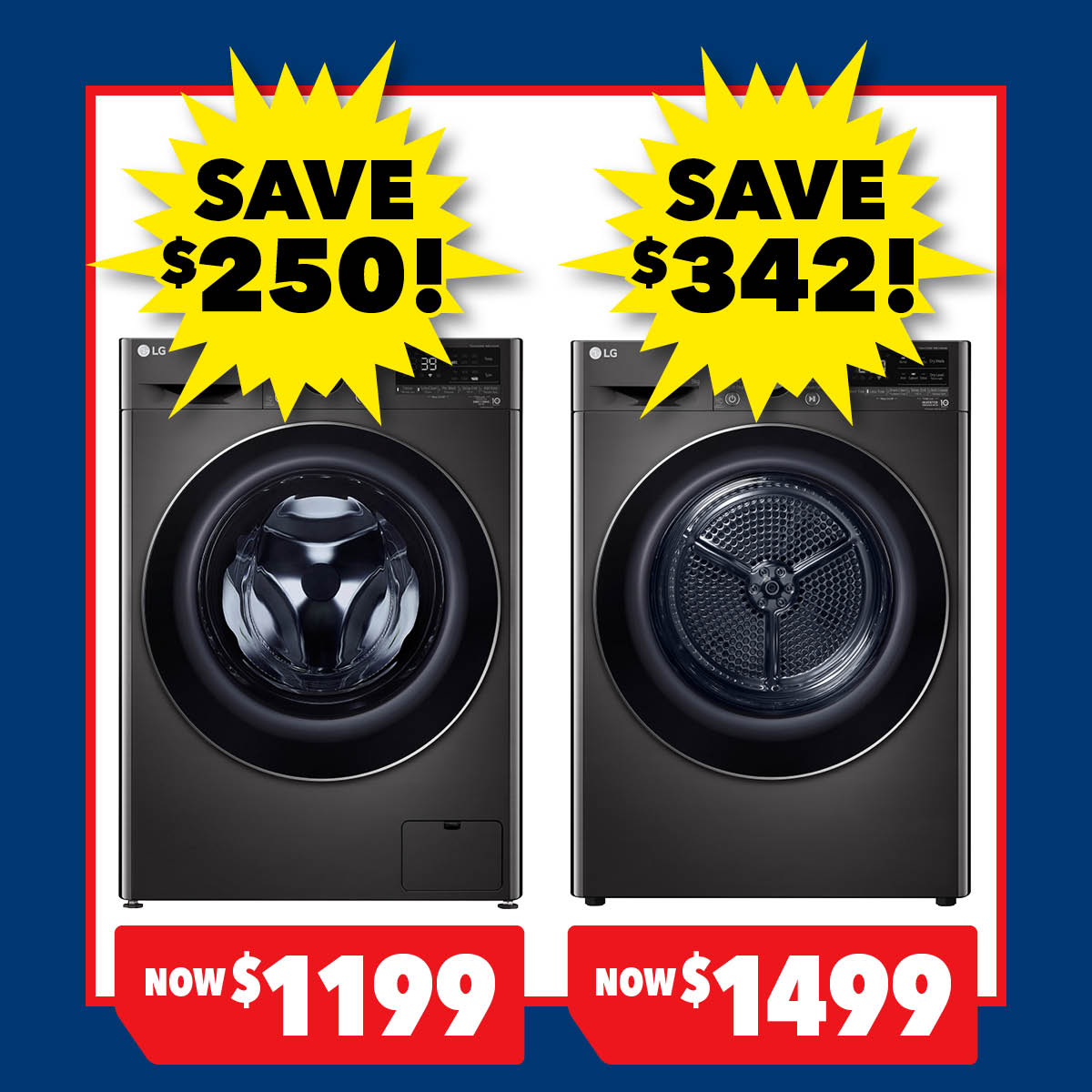 LG 9kg Front Load Washing Mahcine & 9kg Heat Pump Dryer