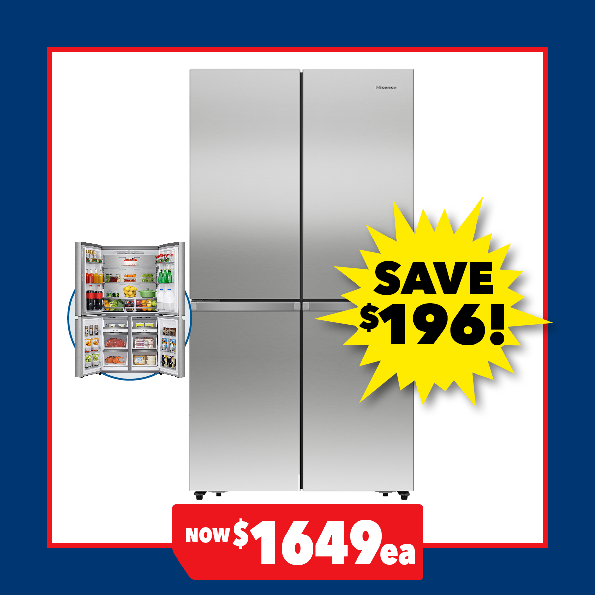 Hisense 609L Quad Door Fridge Freezer