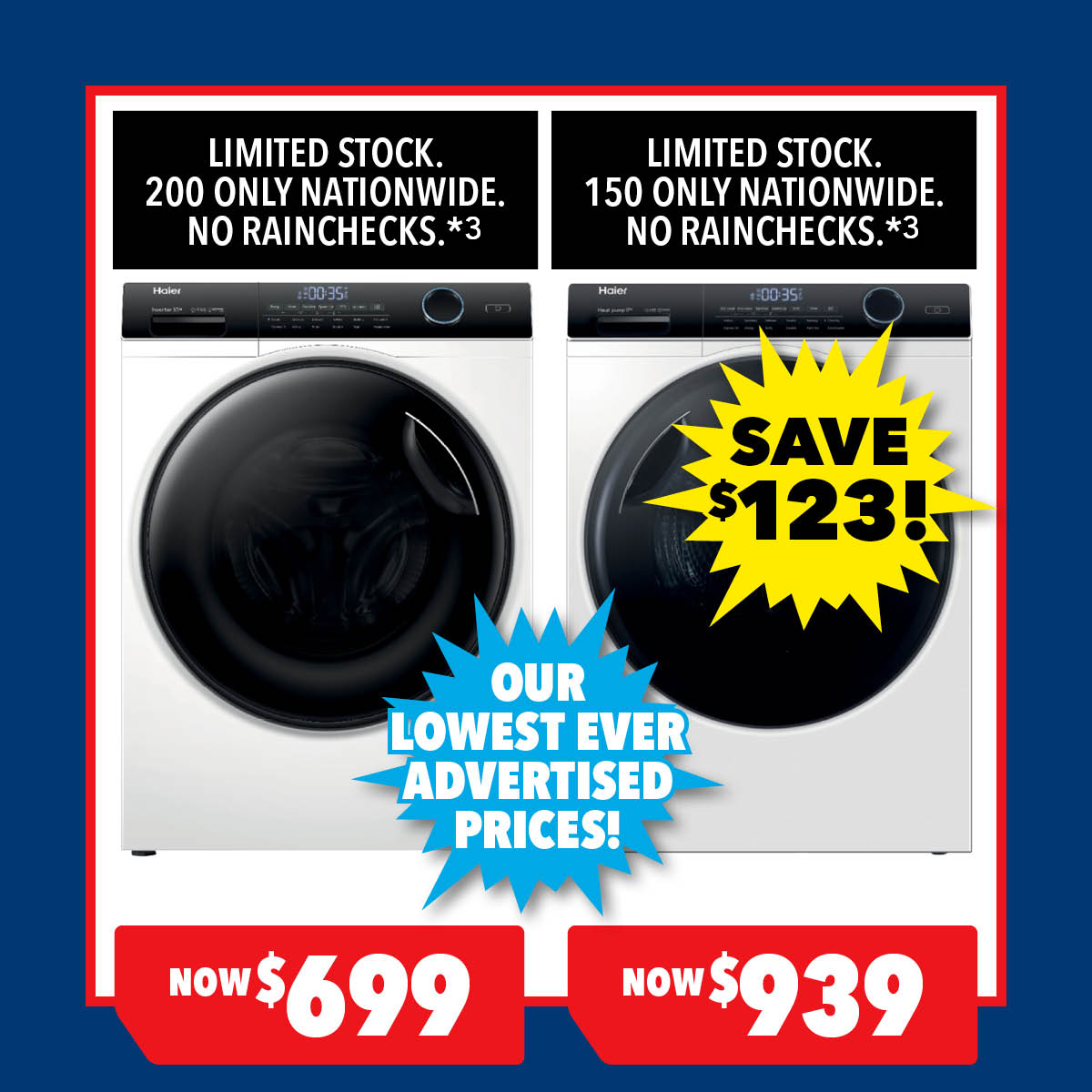 Haier 8.5kg Front Load Washing Machine & 8kg Heat Pump Dryer