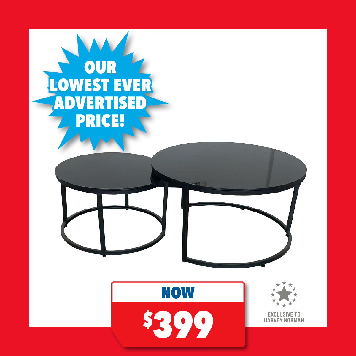 Cielo Nest of 2 Tables - Black Glass