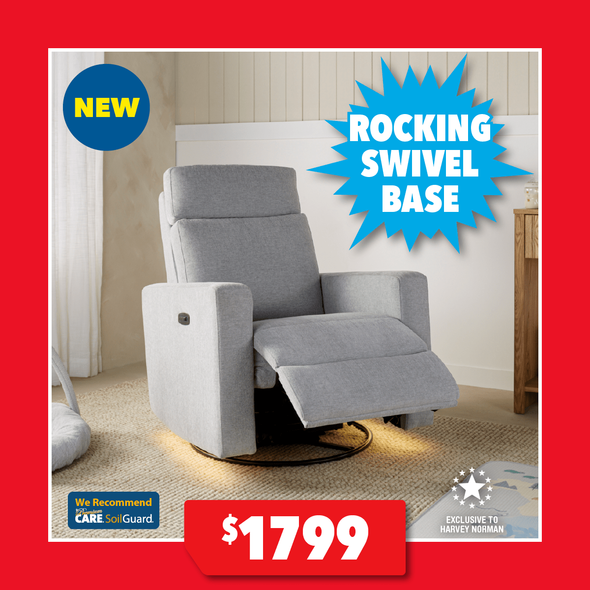Joy Fabric Electric Recliner Nursery Chair
