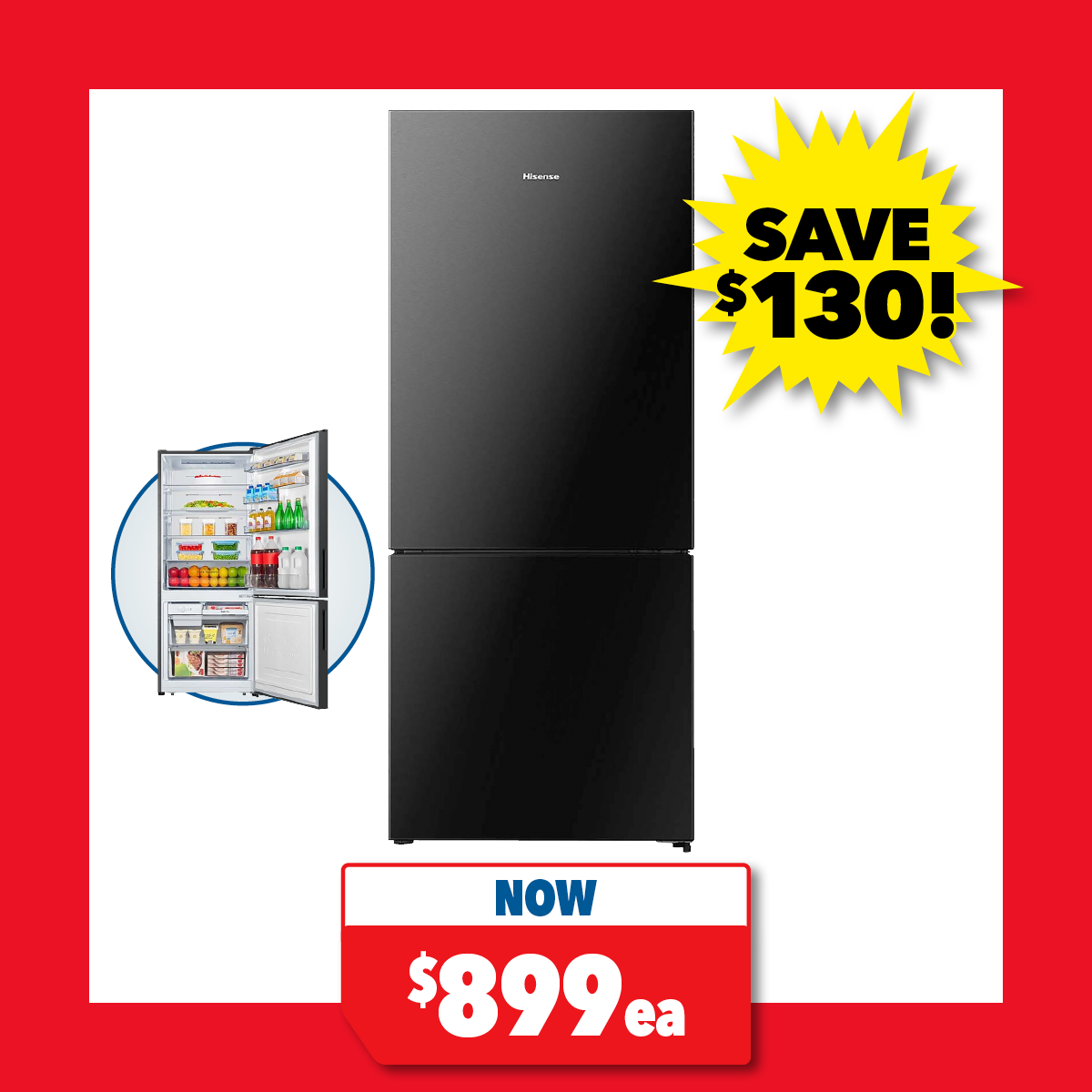 Hisense 417L Bottom Mount Fridge Freezer