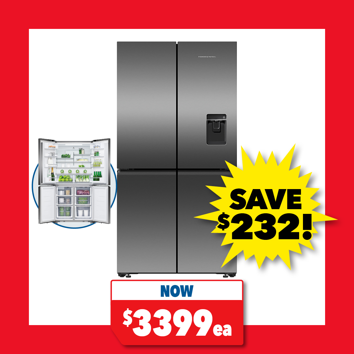 Fisher & Paykel 538L Quad Door Fridge Freezer