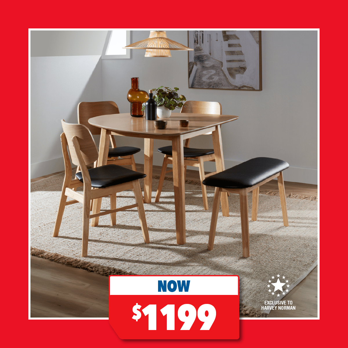 Zara 5-Piece D-Shape Dining Suite - Black