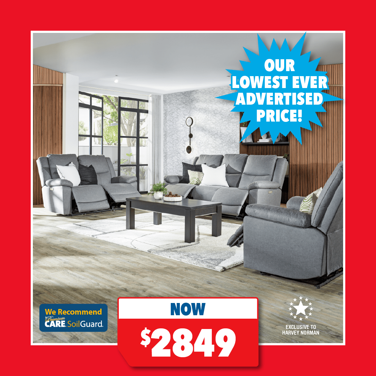 Savoy 3-Piece Fabric Electric Recliner Lounge Suite - 3/2/1-Seater