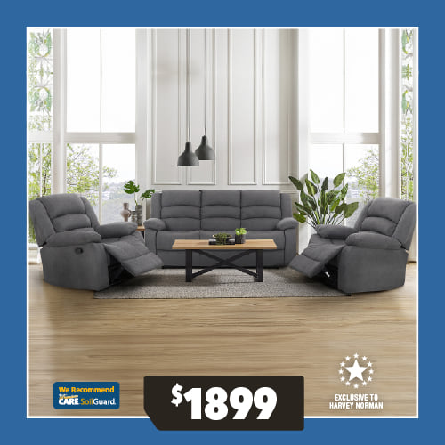 Ashleigh 3 Piece Fabric Recliner Lounge Suite