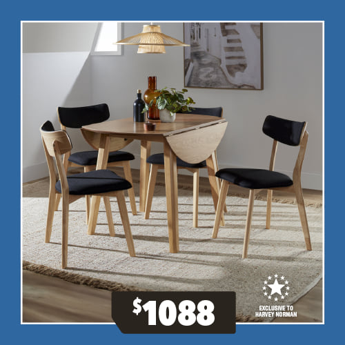 Zara 5 Piece Drop Leaf Fabric Dining Suite