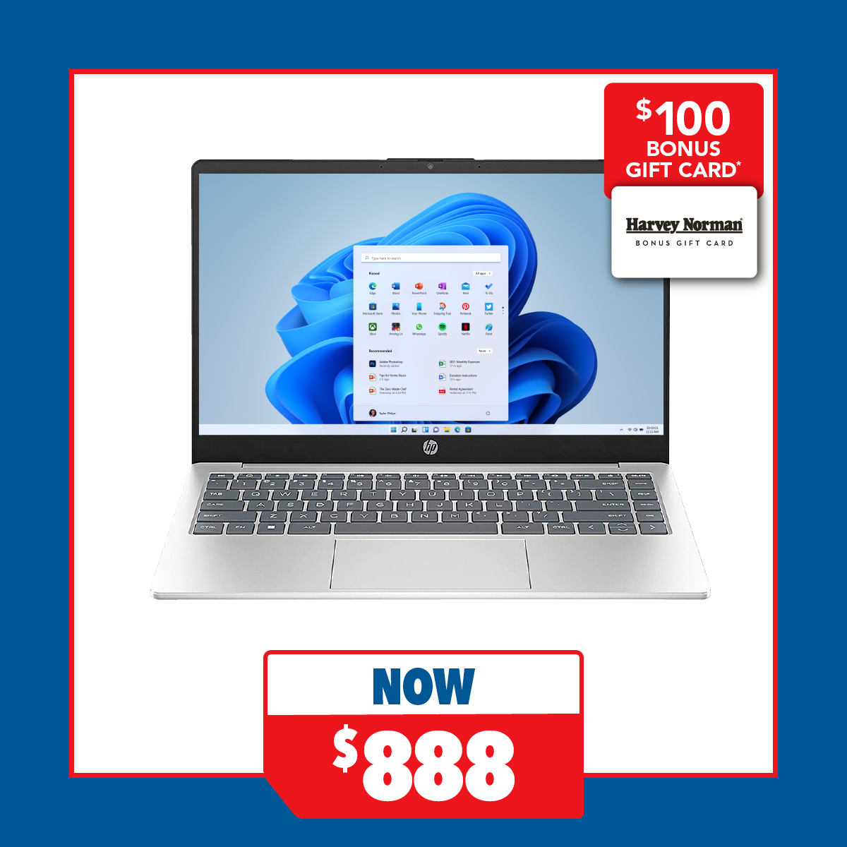 HP 14-EM0253AU 14" Laptop - AMD Athlon Silver