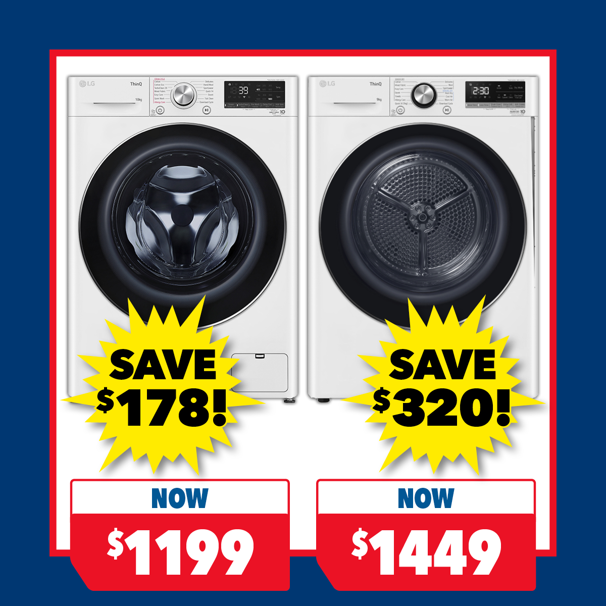 LG 10kg Front Load Washer & LG 9kg Heat Pump Dryer