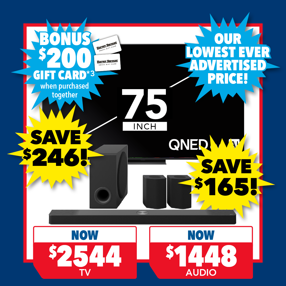 LG 75" Smart 4K QNED evo Mini-LED AI TV & 9.1.5 Channel Soundbar