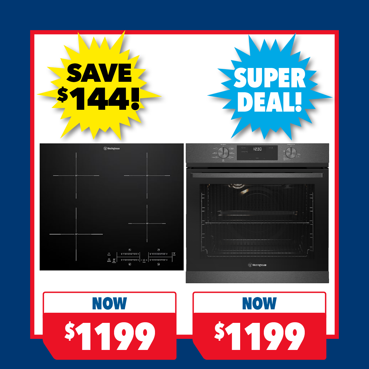 Westinghouse 60cm Cooktop & 60cm Built-In Oven