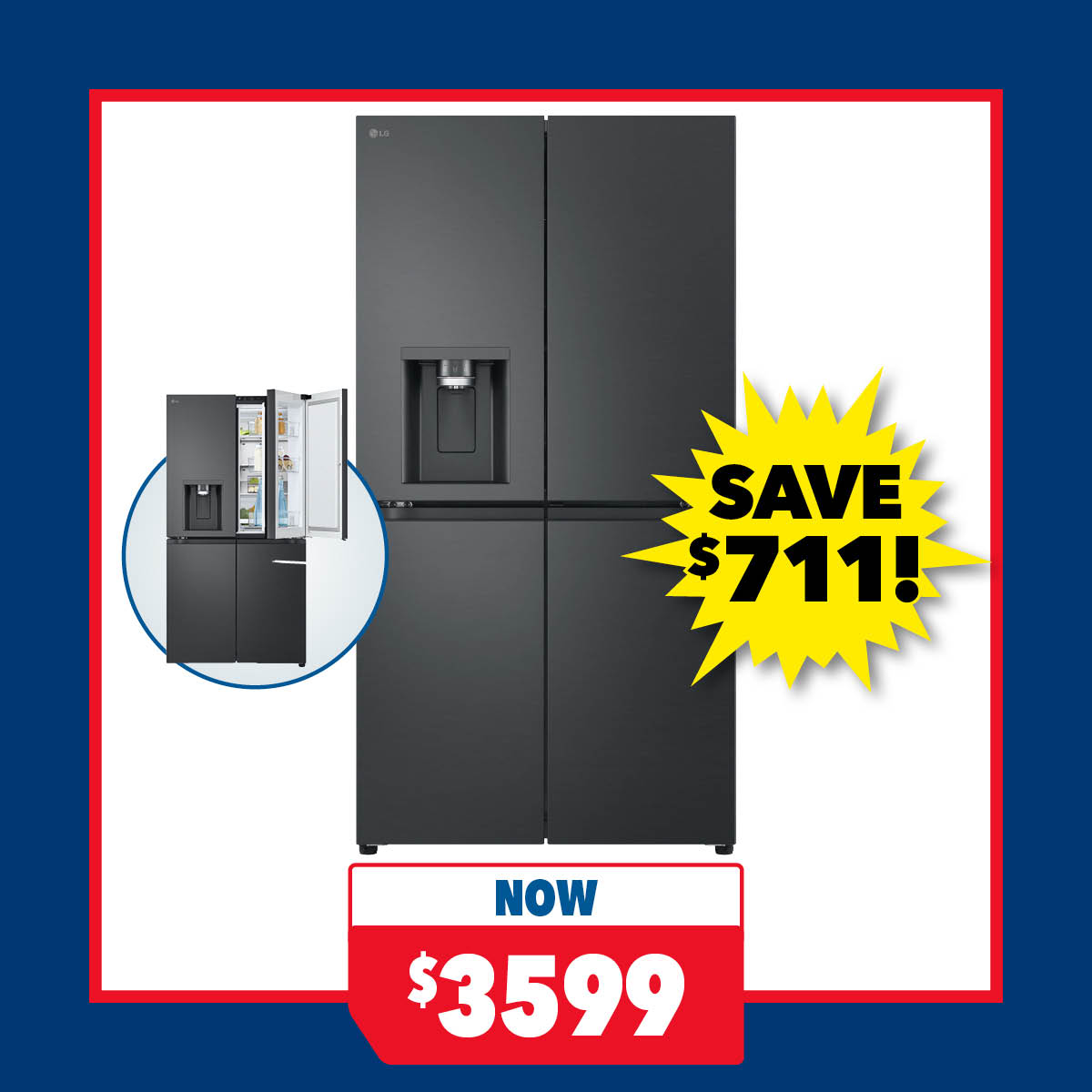 LG 638L Quad Door Smart Fridge Freezer with Ice & Water Dispenser