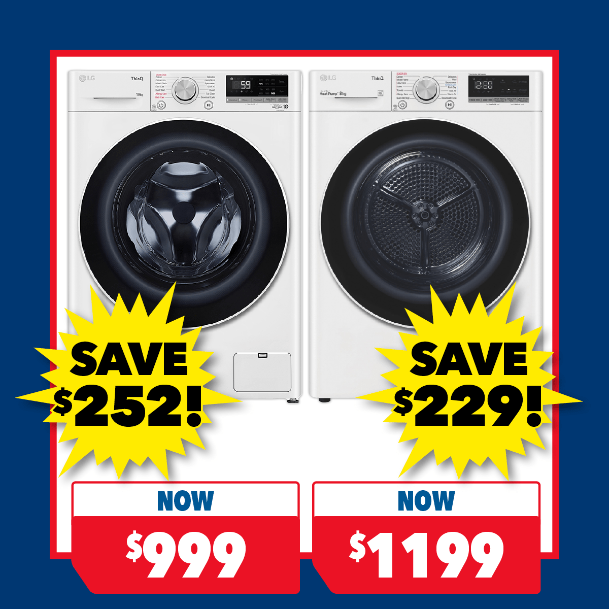 LG 10kg Washing Machine & 8kg Dryer