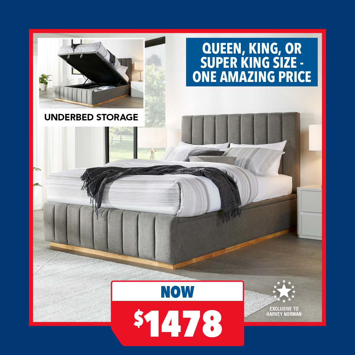 Olivia Gas Lift Storage Bed Frame