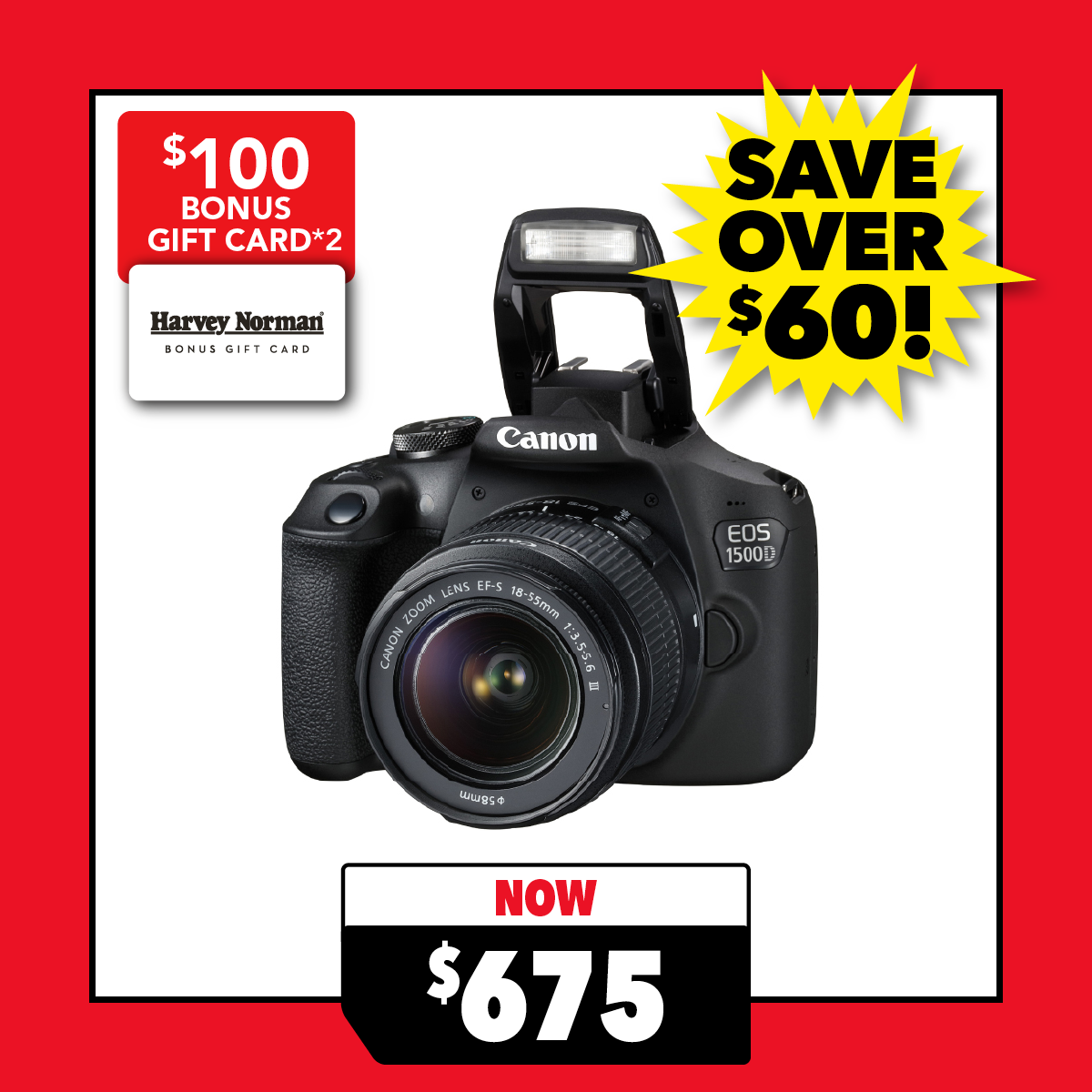 Canon EOS 1500D DSLR with 18-55mm Lens