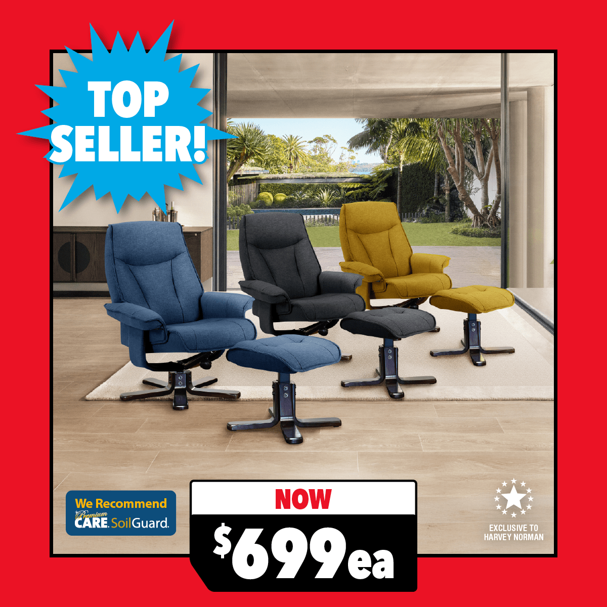 Locarno Fabric Recliner Chair and Footstool