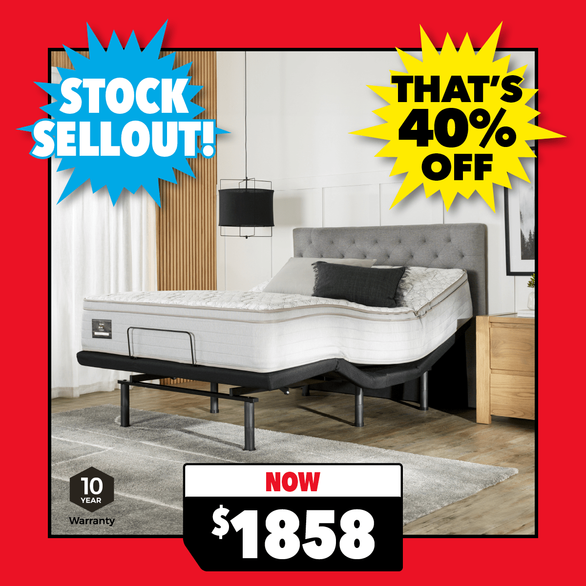 King Koil Conforma Classic II Soft Queen Mattress with Virtue Adjustable Base by A.H Beard