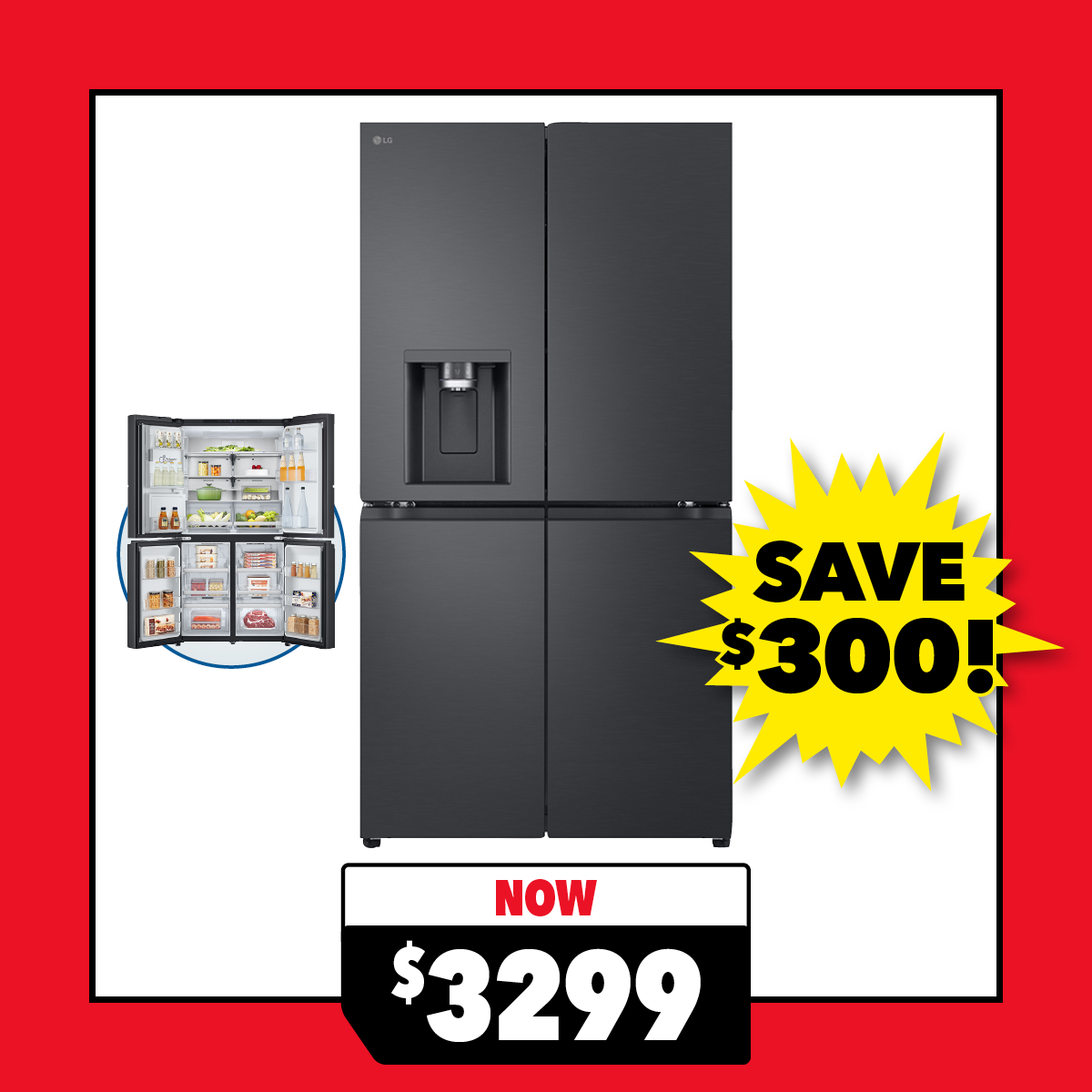 LG 637L Quad Door Fridge Freezer with Ice & Water Dispenser