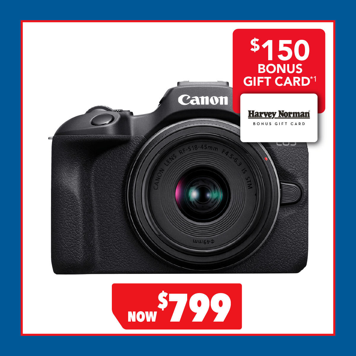 Canon EOS R100 Mirrorless Camera with 18-45mm Lens