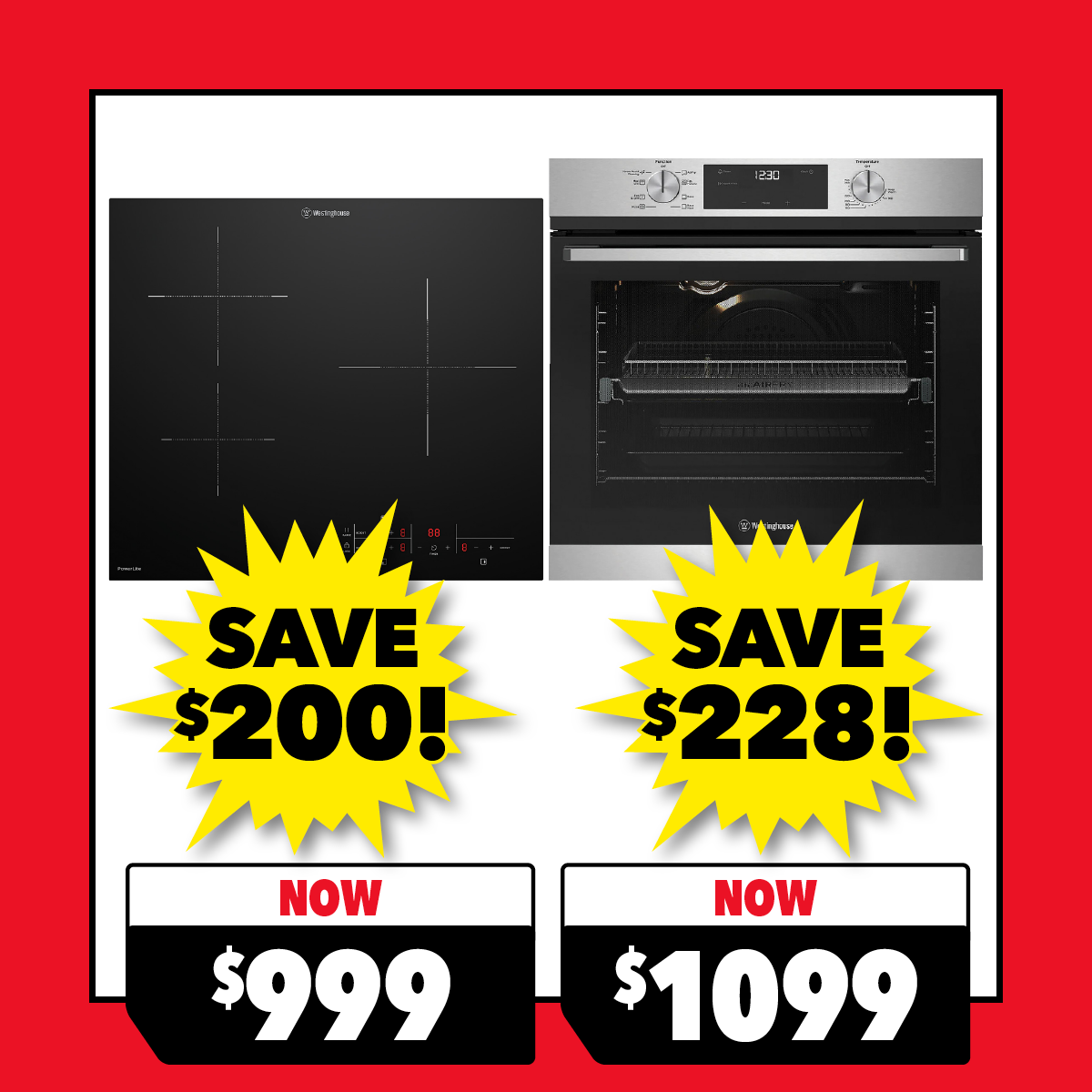 Westinghouse 60cm Cooktop & 60cm Built-in Oven