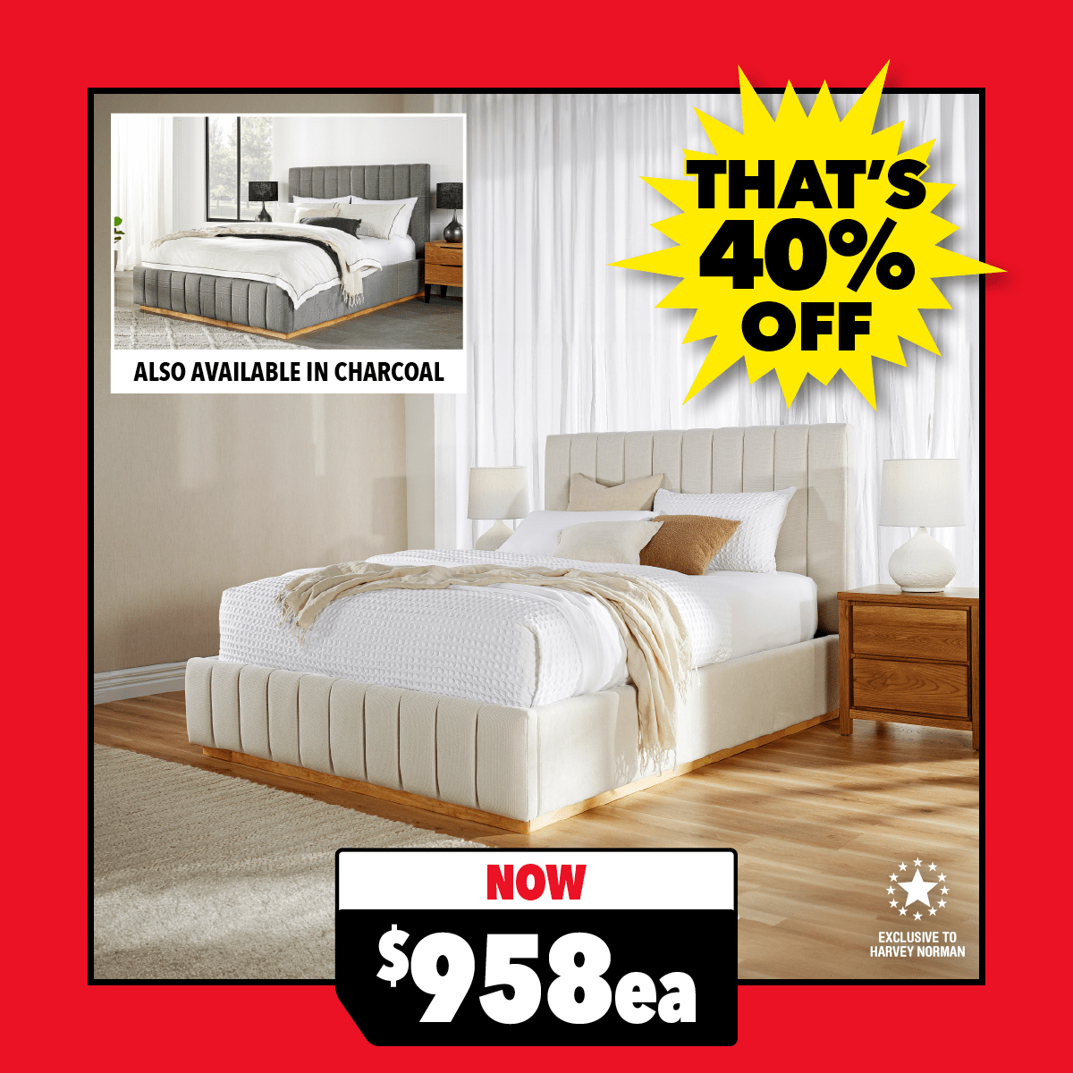 Ellie Queen Upholstered Bed Frame