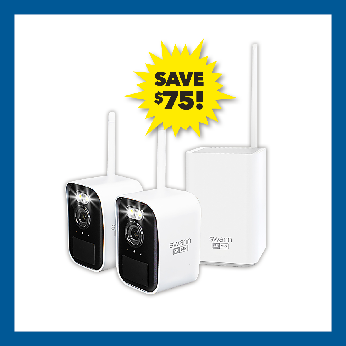 Swann MaxRanger Mini 4K Indoor/Outdoor Wireless Security Camera with Base Station - 2 Pack