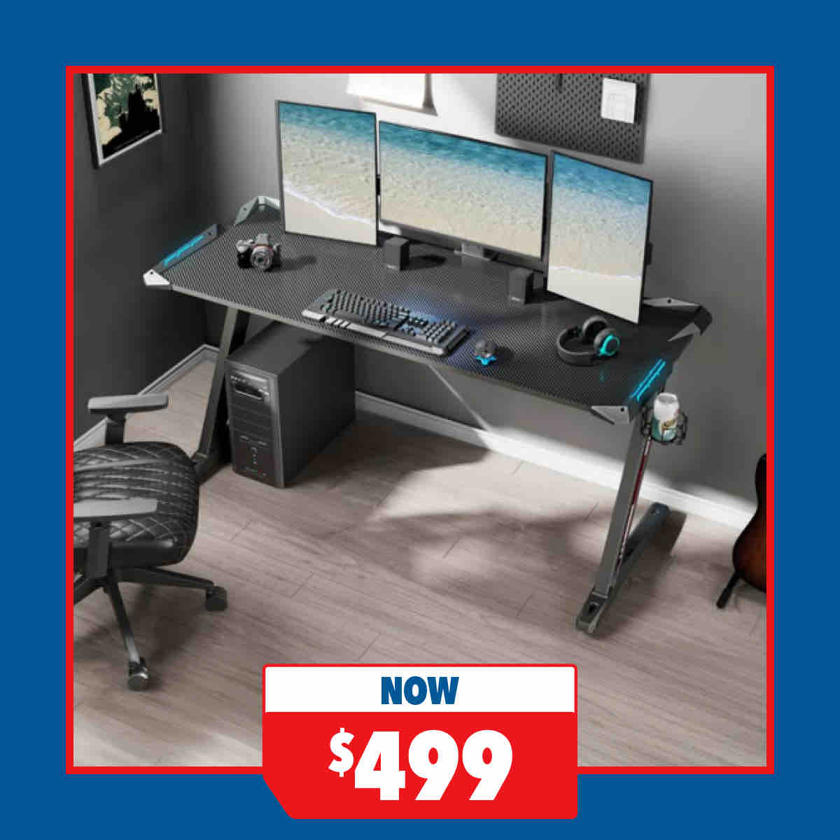 Gaming Desk with RGB Light Effects