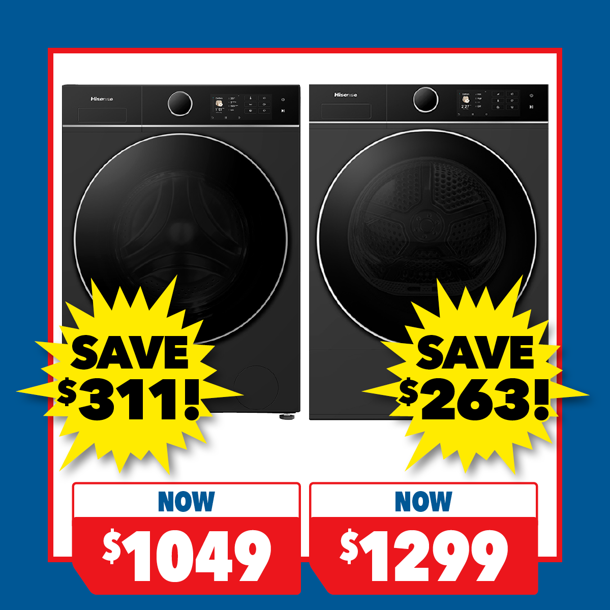 Hisense 10kg Front Load Washer & 10kg Heat Pump Dryer