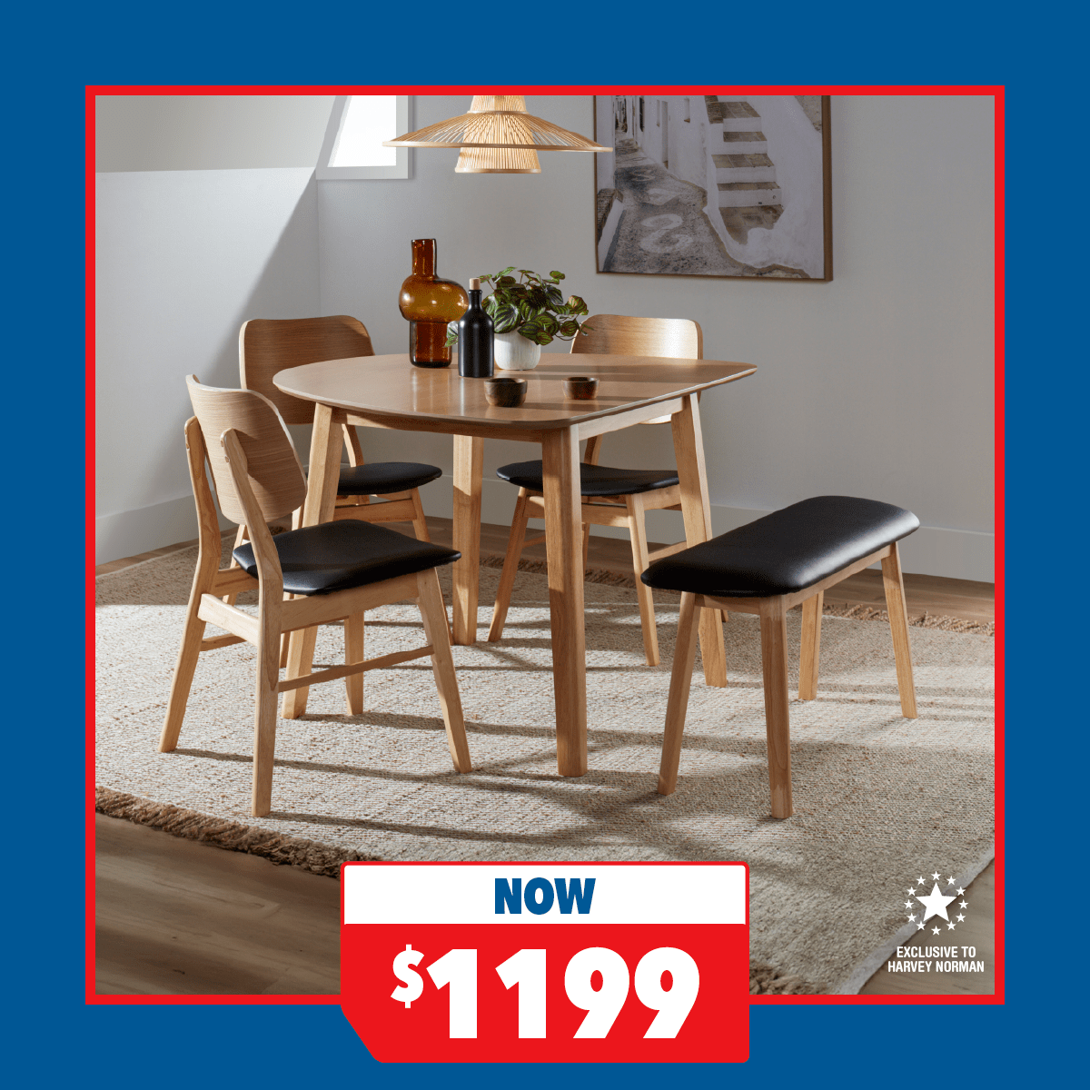 Zara 5-Piece D-Shape Dining Suite - Black