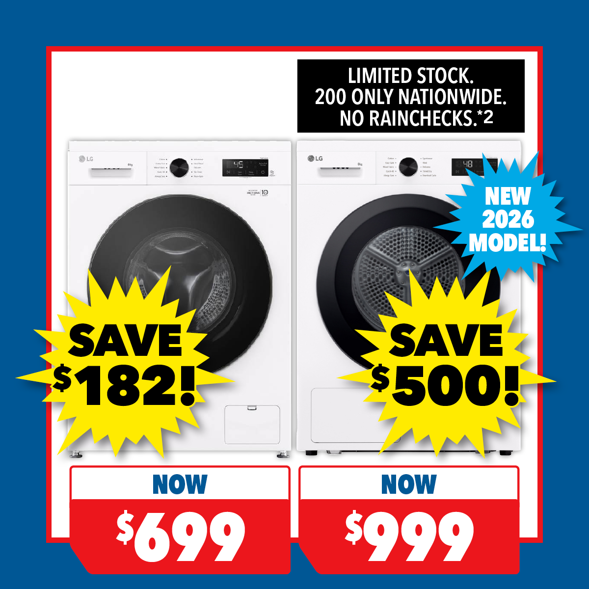 LG 8kg Front Load Washer & 8kg Heat Pump Dryer