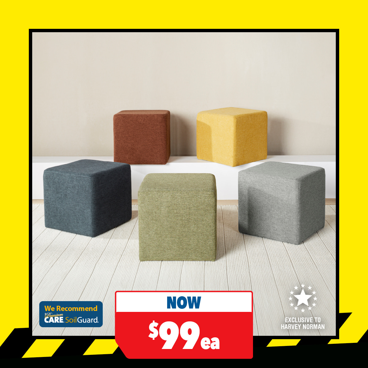 Polar Square Fabric Foot Stool