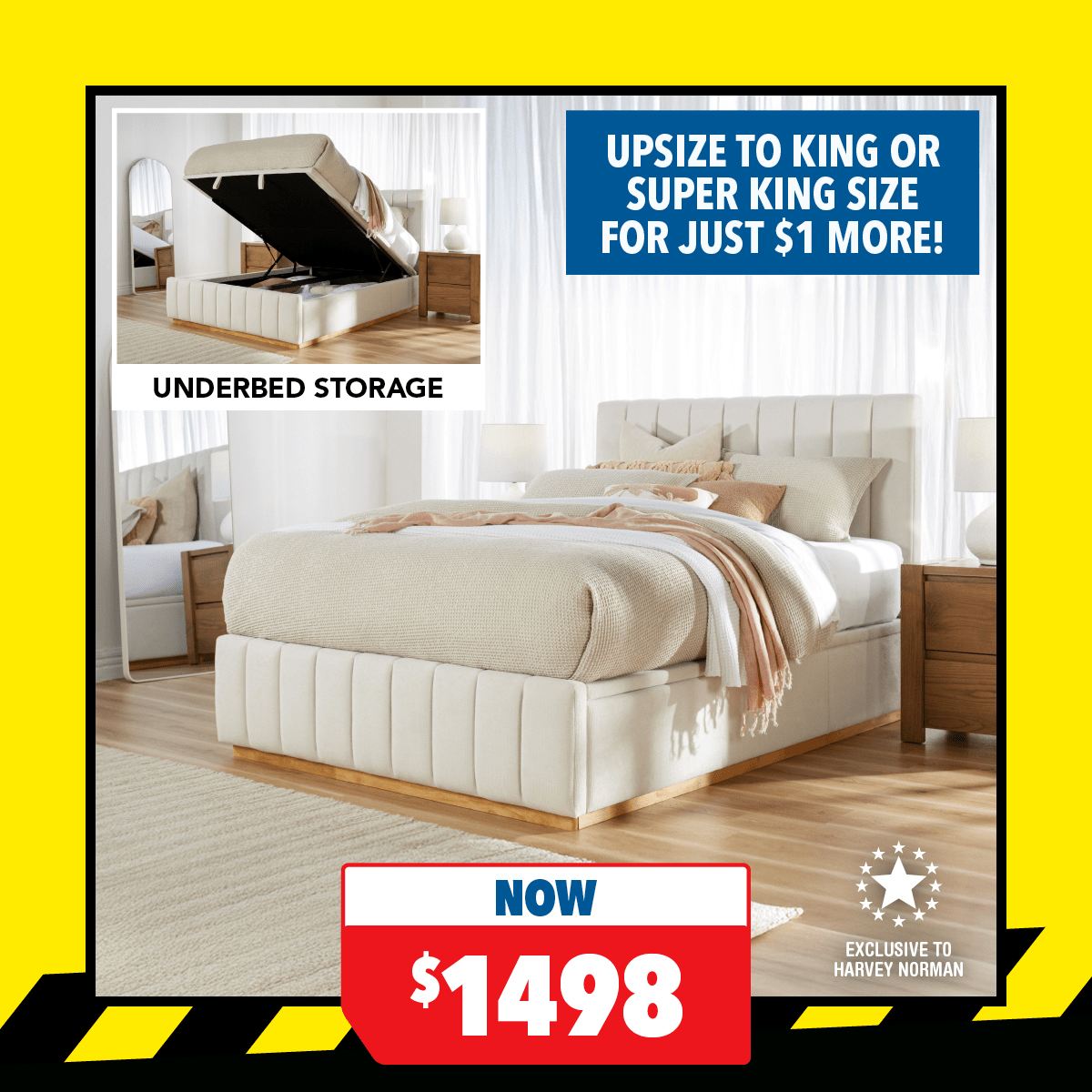 Olivia Queen Gas Lift Storage Bed Frame