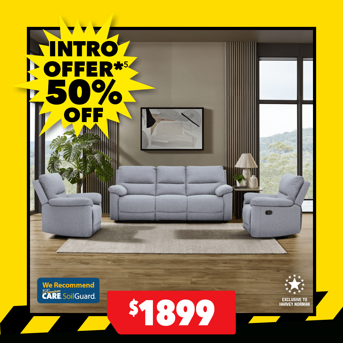 Carter 3-Piece Fabric Recliner Lounge Suite