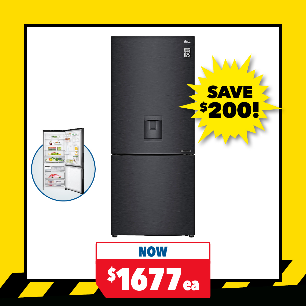 LG 420L Bottom Mount Fridge Freezer with Water Dispenser