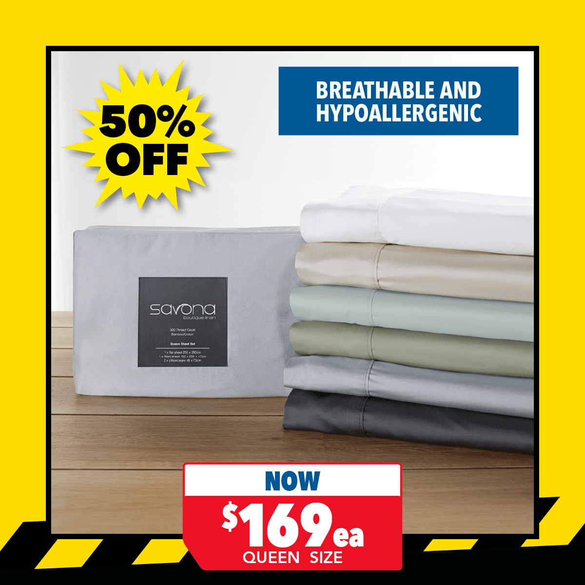 500TC Bamboo Cotton Blend Sheet Set by Savona - 47cm drop