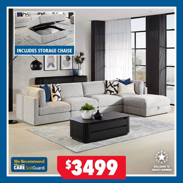 Denver 4-Seater Fabric Modular Corner Sofa with Ottoman