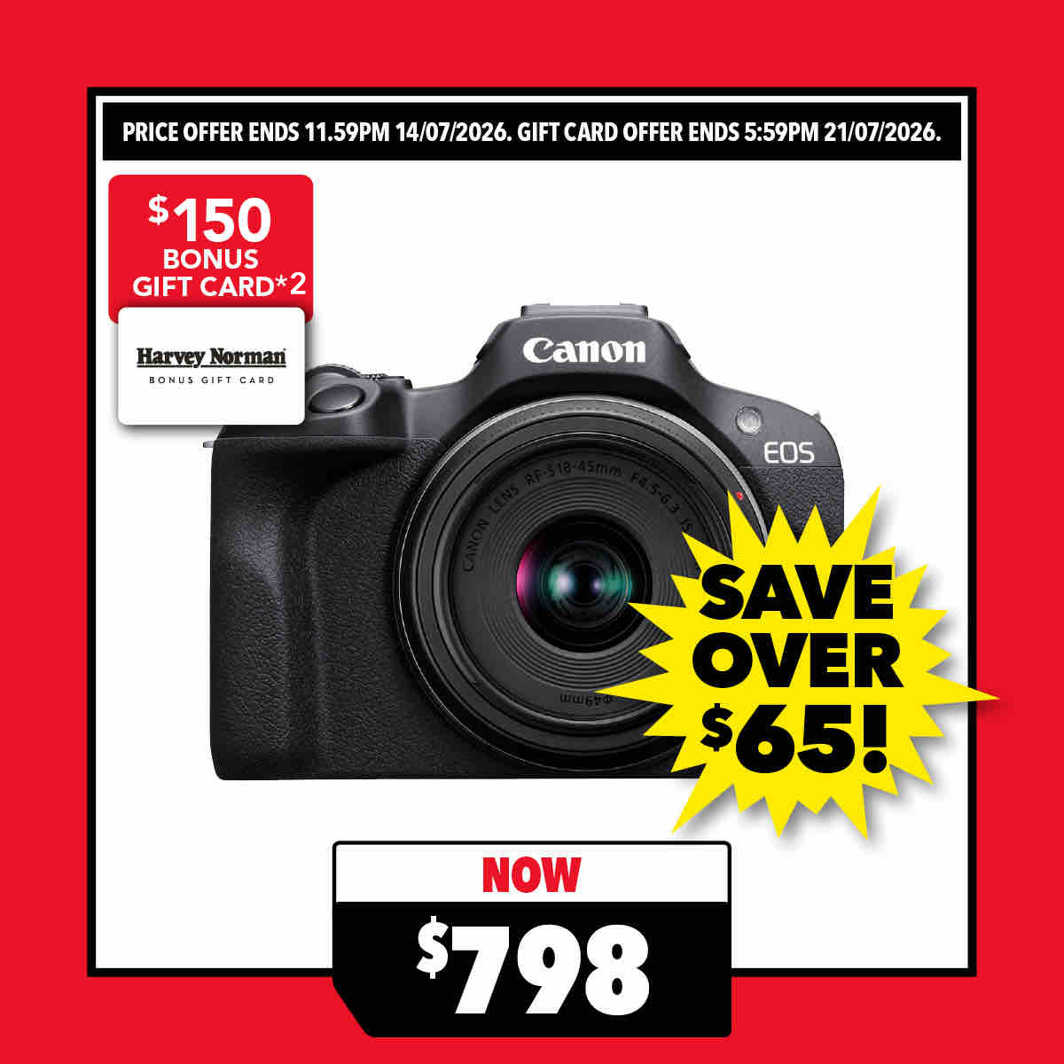 Canon EOS R100 Mirrorless Camera with RF-S 18-45mm Lens