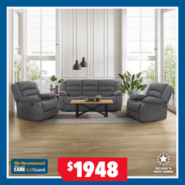 Ashleigh 3-Piece Fabric Recliner Lounge Suite