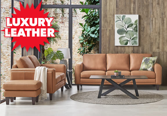 ['Florence' 3-Seater Leather Sofa]