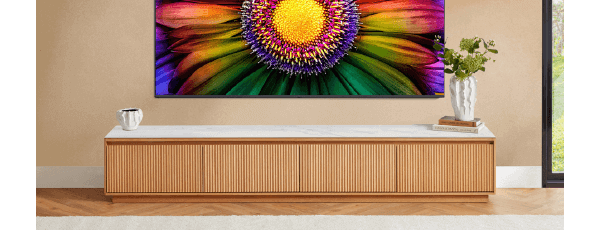 ['Astra' 4-Drawer Natural Entertainment Unit with Sintered Stone Top]