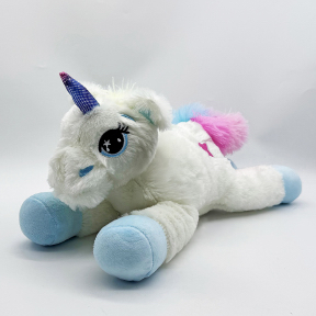 ['Dash' Unicorn Plush Toy - Ivory/Blue]