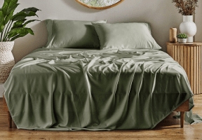 [Luxury 'Kinu' Basil Tencel Sheet Set^ - Queen]