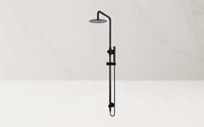 [Meir 'Round' 200mm Rose Combination Shower Rail with Single Function Hand Shower - Matte Black]