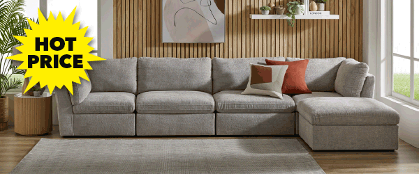 ['Keanu' 5-Piece Fabric Modular Sofa]
