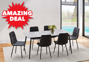 ['Casa' 7-Piece Rectangular Dining Setting - Black PU]