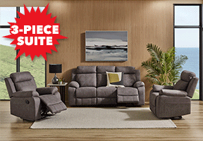 ['Cosmo' 3-Seater Fabric Recliner Lounge Suite]