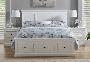['Spencer' 3-Drawer White Queen Bed<sup>†</sup>]