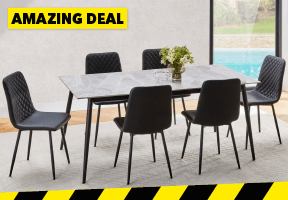 ['Casa' 7-Piece Rectangular Dining Setting - Black PU]