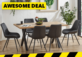 ['Java' 7-Piece Dining Setting with 'Jade' Black PU Dining Chair]